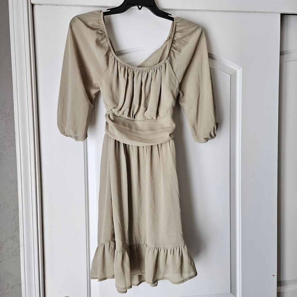Dokotoo Dress Women Medium Milkmaid Cottage Green Puff Sleeve‎ Coquette Renfaire